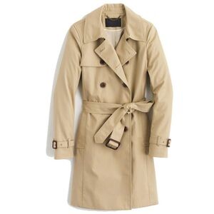J. Crew Icon Trench Coat Classic Double Breasted Belted Cotton Khaki Tan Size 6